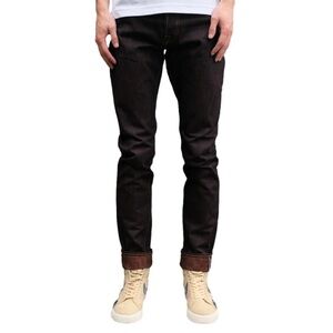 Pure Blue Japan PER-EX-019-ID Indigo x Kakishibu Selvedge Jeans Relaxed Tapered